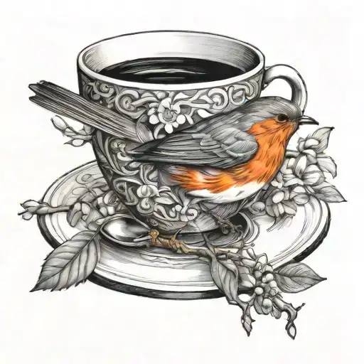 Robin And Coffee Cup
