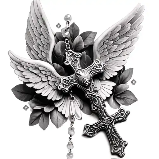 Rosary Bead With Wings Spread Wide