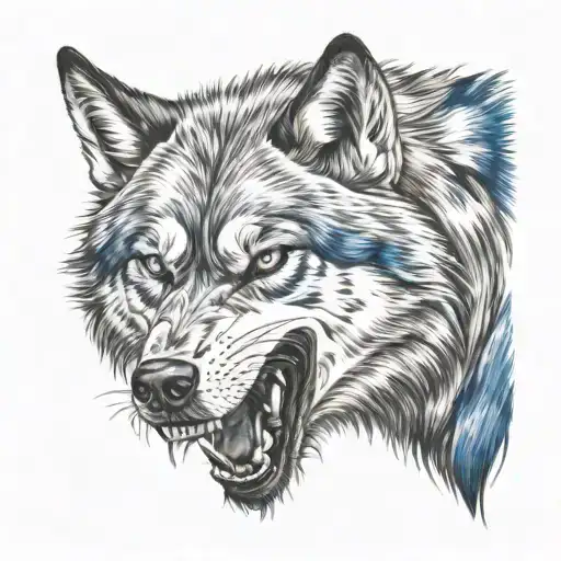 Angry Wolf With One Red Eye And One Blue Eye