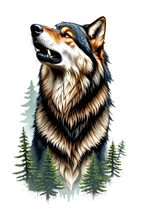 Forest And Wolf Howling