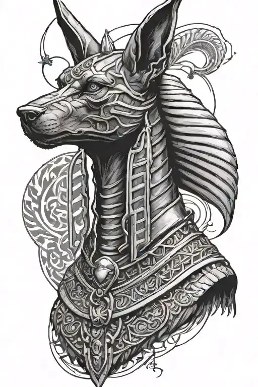 Anubis In Ganzer Form Realistic Portrait