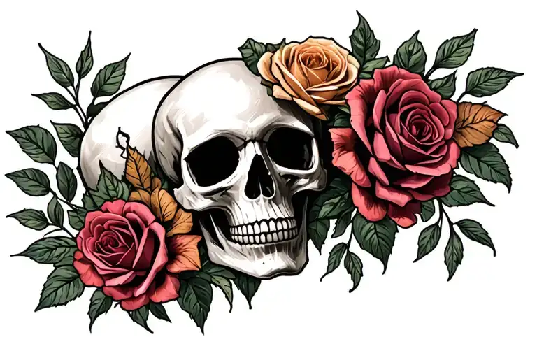 Name With Mexican Skulls And Roses Growing
