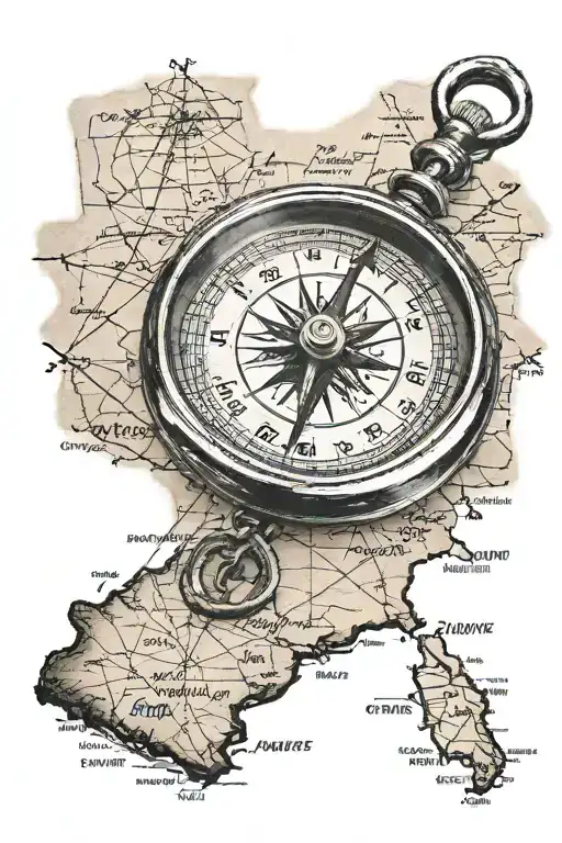 Pocket Compass Sitting On Top Of A Map Of South Texas