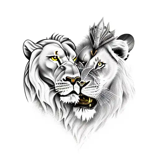 Warriors Fighting With Lion And Moon