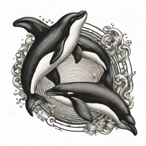 2 Orcas In Circle