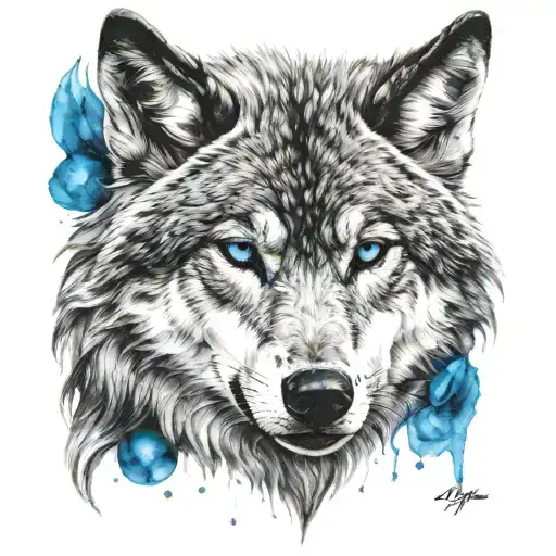 Wolf Surrounded With Blue Eye