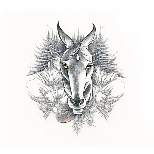 A Motorcycle Speeding Through A Forest Filled With Mystical Creatures