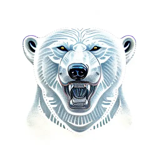 Hungry Polar Bear In Full Growth