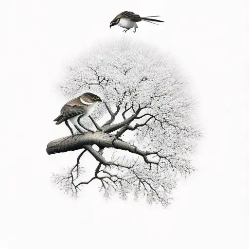 Shrike On Tree Branch