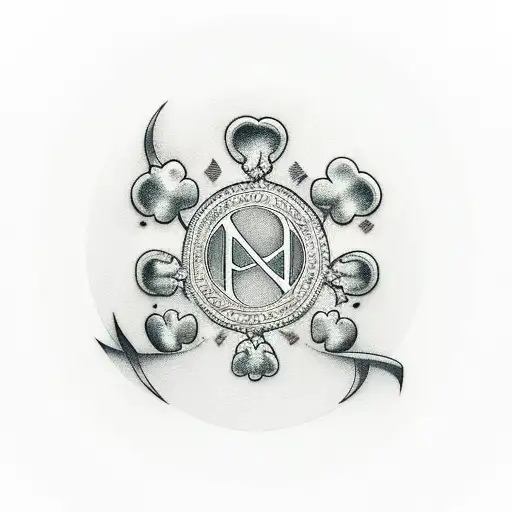 The Name Mary Ellen Written In Script With A Long Thin Stem Irish Clover Through It