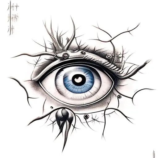Eye With Tears And A Crown Of Thorns Above Him