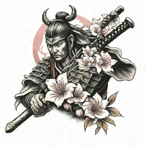 Samurai Warrior Sakura Flowers