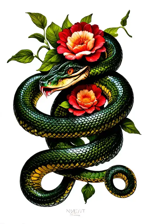 Flowers And Snake Wrapped Around Knife Girly