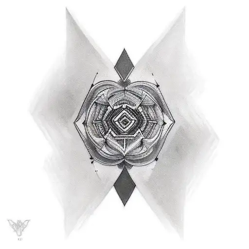 Geometric Leg Sleeve Tattoo But Focused On A Very Dark Color Scheme