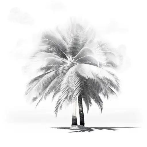 Soft Palm Tree With Soft Clouds