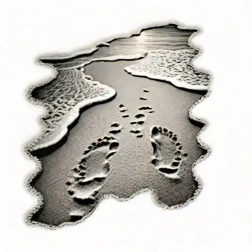 Beach Footprints Fading Away
