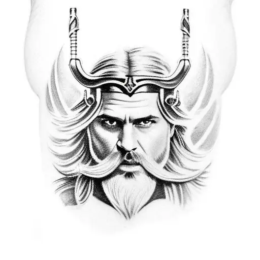 Tattoo For Male Arm With Thor And His Hammer And The Valhalla