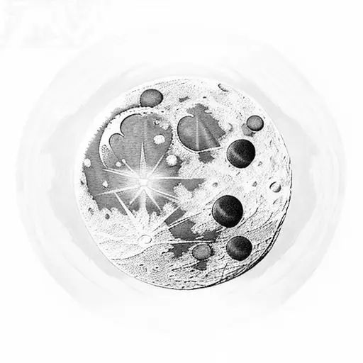 Moon With Cracks On The Moon And Sunshine Comes Out Of The Moon