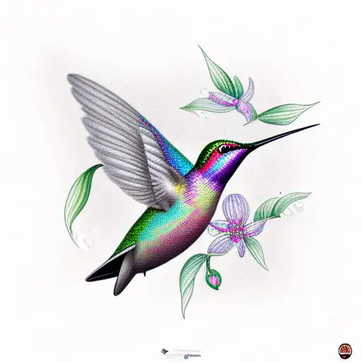 Jamican Humming Bird With Hibcus Floor And Outline Of Jamica
