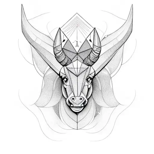Geometric Capricorn Head