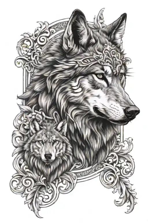 Cuban And Greek Background With Wolf