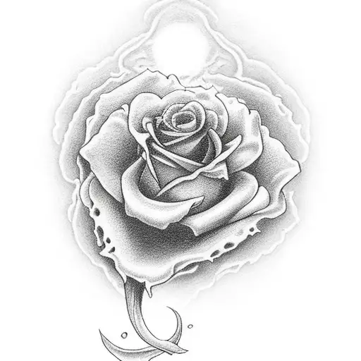 Grim Reaper And Roses In A Celestial Setting