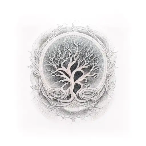 Tree Plus Root And Hour Glass