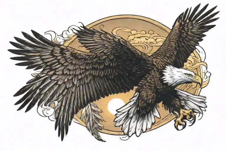 Eagle Flying Towards The Sun