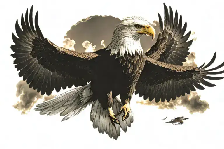 Eagle Flying Towards The Sun