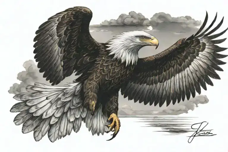 Eagle Flying Towards The Horizon
