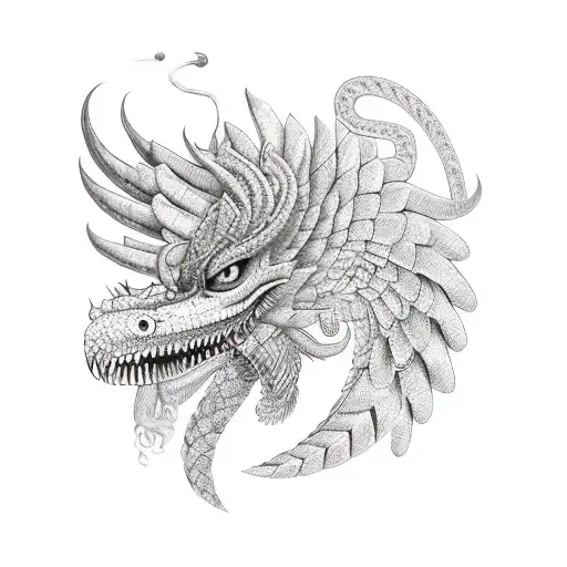 Mexican Female Warrior With Quetzalcoatl