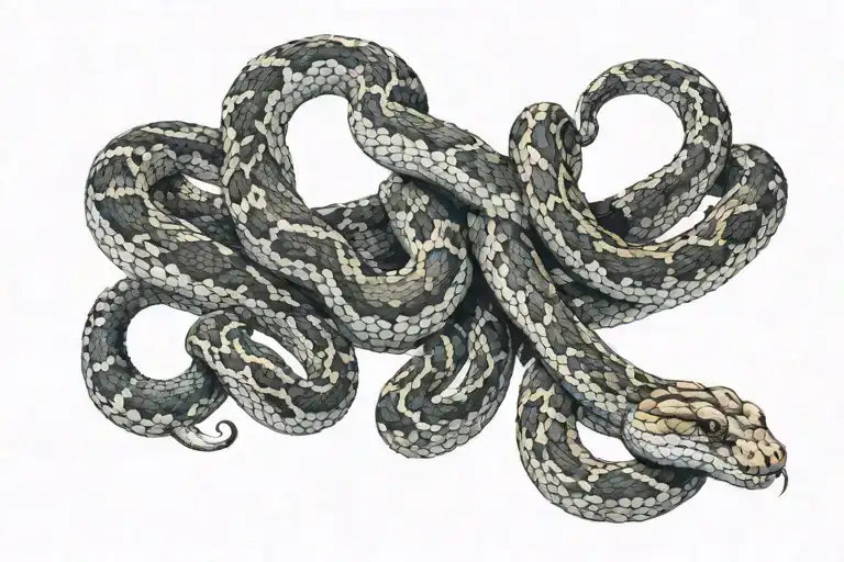 Rattle Snake Intertwined On M4 Rifle