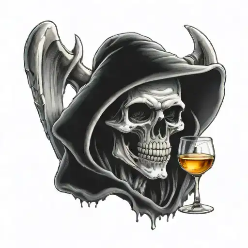 Grim Reaper With Martini Glass Not Scythe