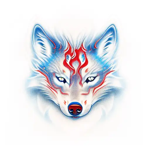 Twin Flame Relationship With Red Blue Flames And Wolves In Mist Of Image