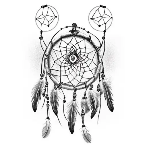 Dream Catcher On Deer Antlers Head