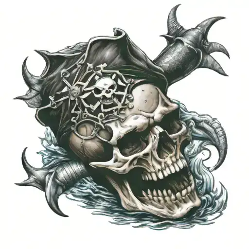 Pirates Skull Sea Diving Shark