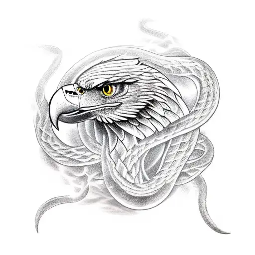 A Fire Eagle Fighting Ice Snake
