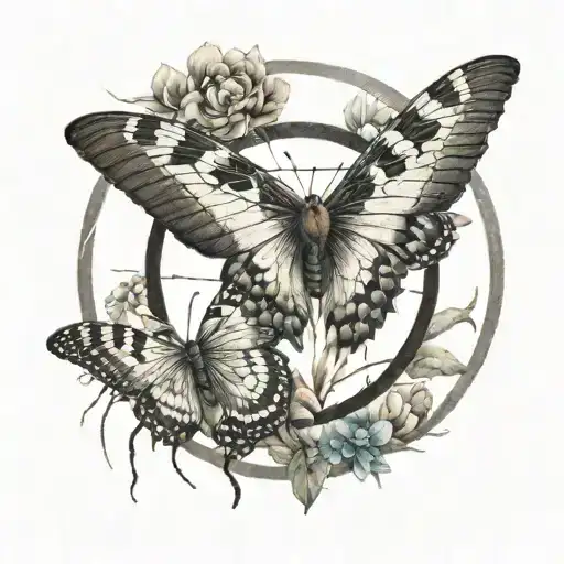 Enso Circle With Moth In It And An Eye Inside