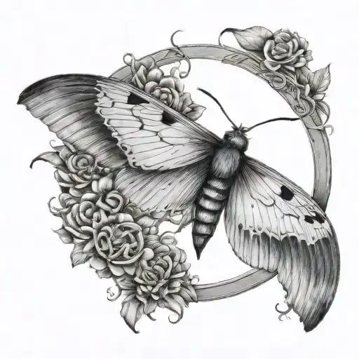 Enso Circle With A Silver Y Moth In The Centre