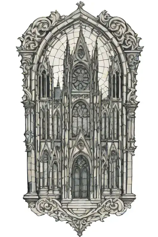 Gothic Cathedral And Stained Glass