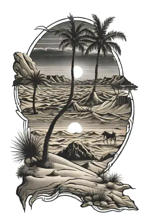 Sahara Desert Sunset Scene