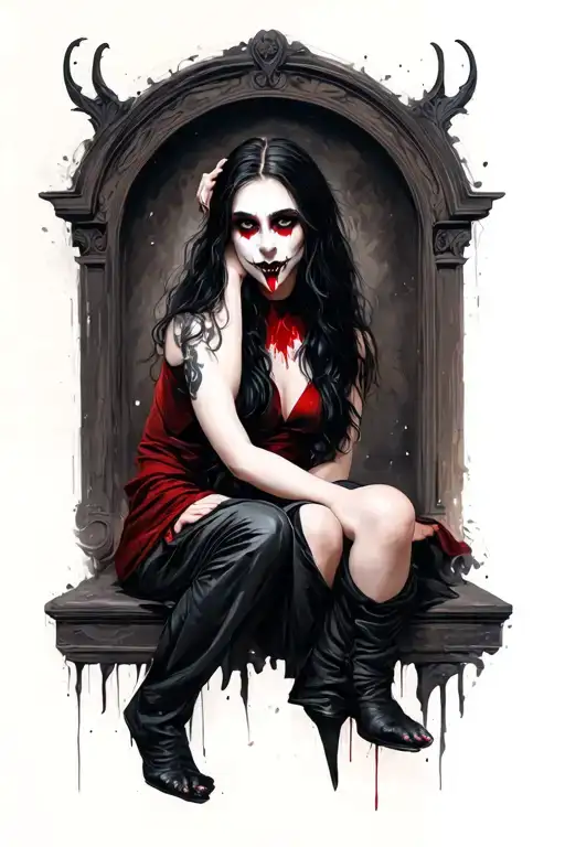 Vampire Girl Sitting With Him