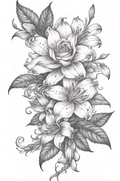 Roses And Lily Flower