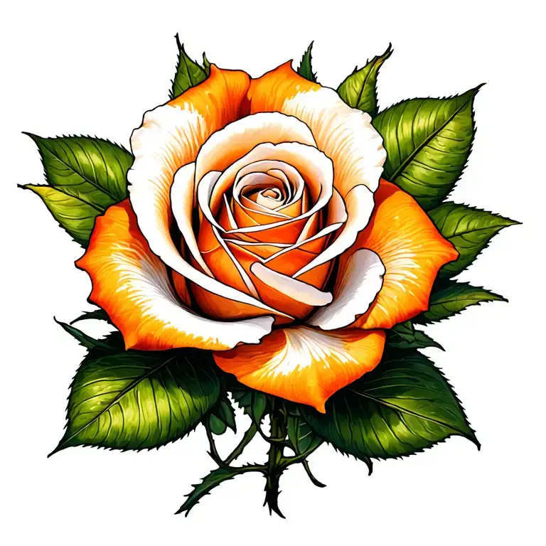 Closed Orange Rose With White Cattleya