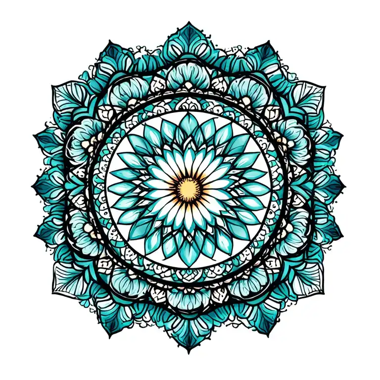 Geometric Mandala With Floral Patterns