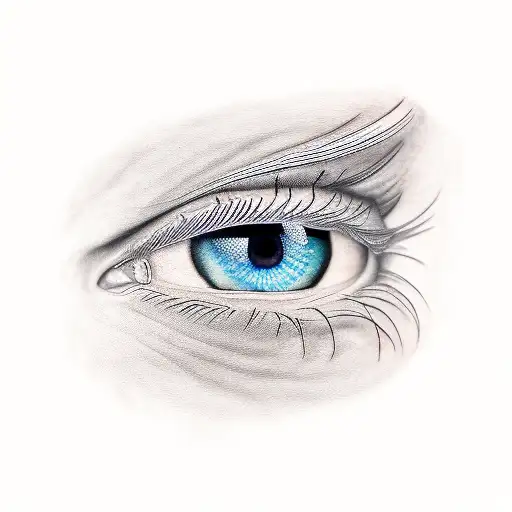 Human Blue Eye In The Egypt Shape Line