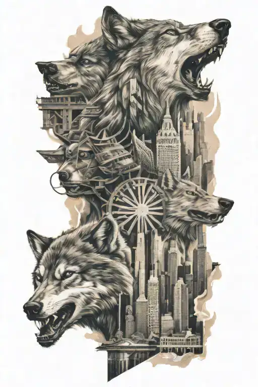 Wolf Design Incorporating Elements Of A Wall Street New York Buildings