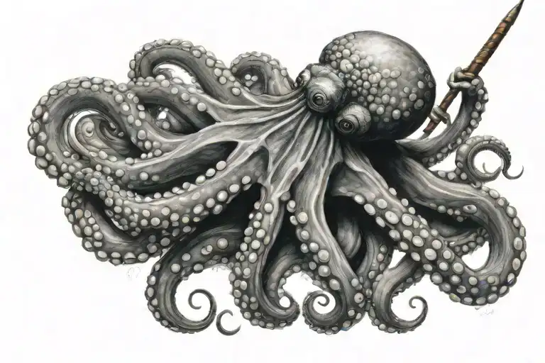 Octopus With A Spear Wrapped