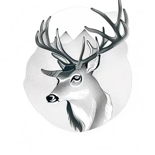 Stag Deer On Top Of Mountain Rock