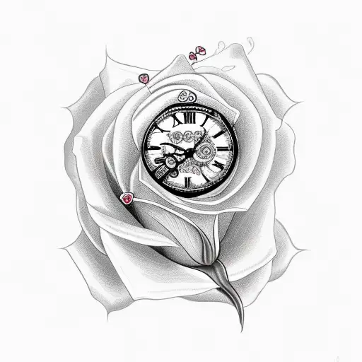 Clock With Rose In The Middle